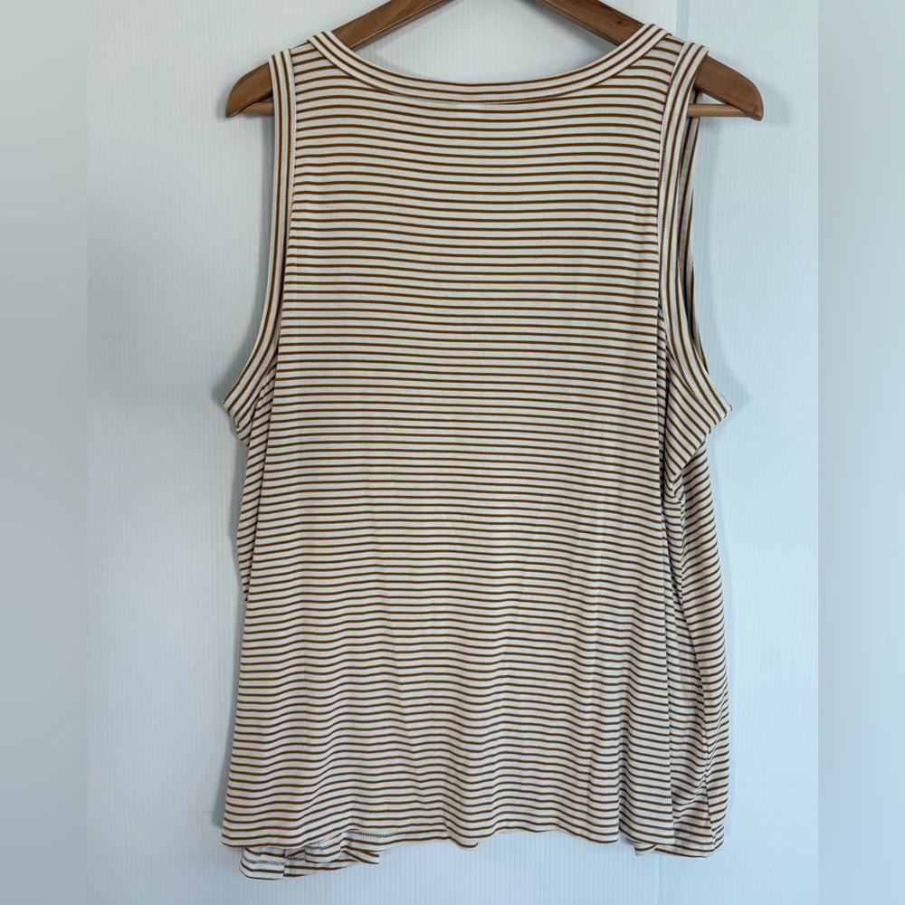 Old Navy Tan Striped Ribbed Luxe Tank - Picture 2 of 7